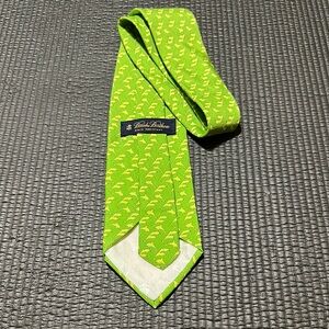 Brooks Brothers Green and Yellow dolphins print Tie